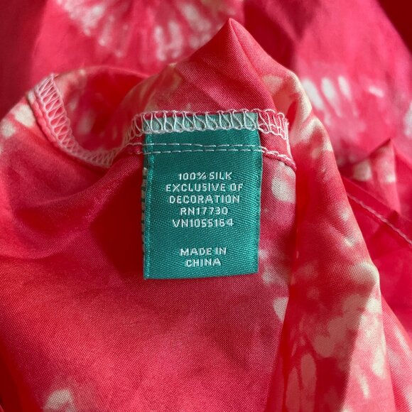 NWOT Size Medium Calypso St. Barth for Target silk pink white tie-dye caftan - Picture 8 of 11